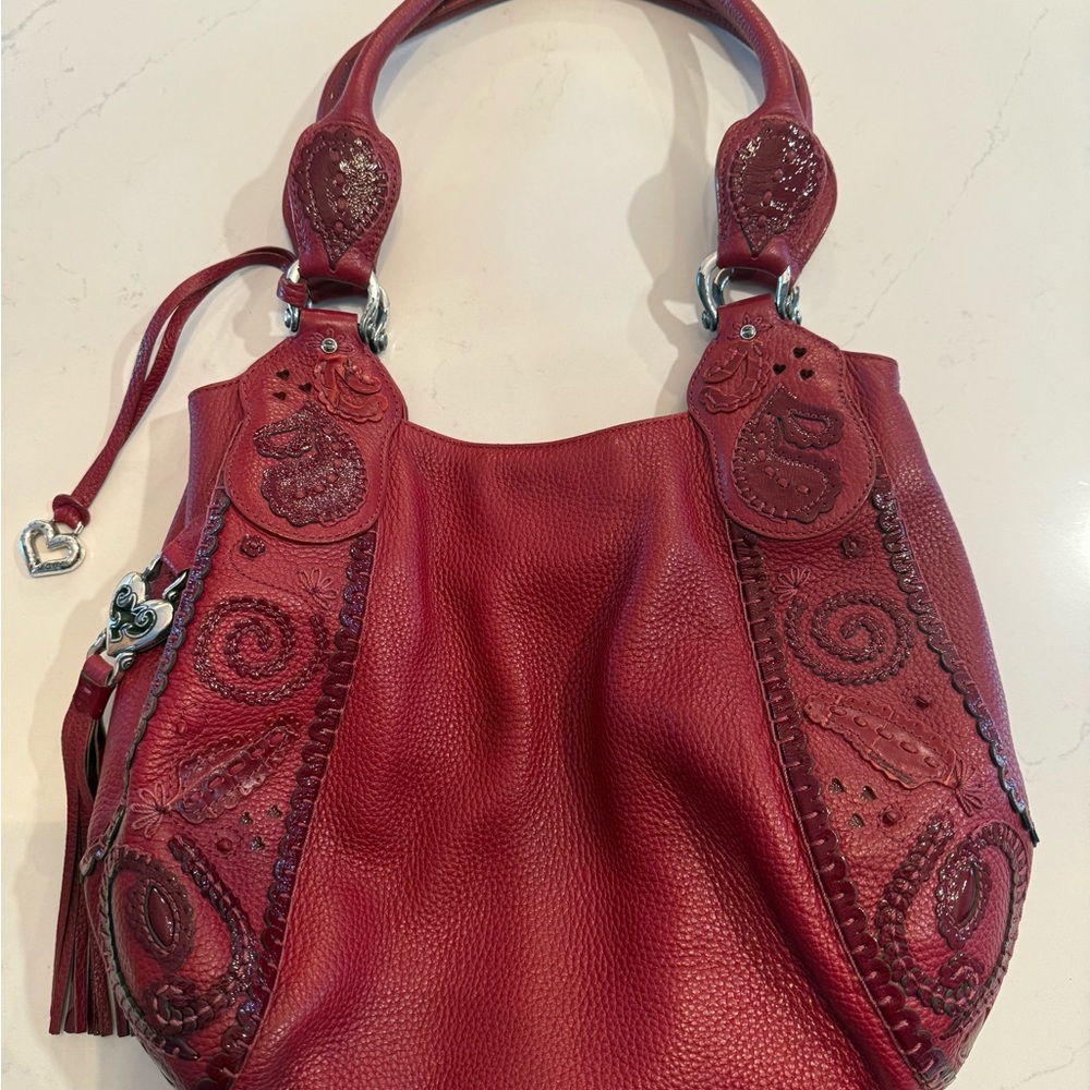 Brighton Red Melania Masterpiece Collection Appliqué Handbag